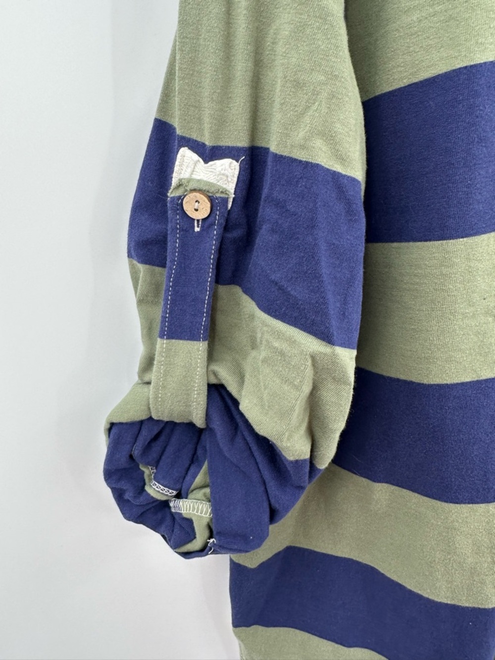 Free People Peyton Rugby Tee Women's Blue/Green Striped Size Medium - Picture 4 of 6